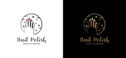 Nail polish logo design, nail care salon logo vector illustration