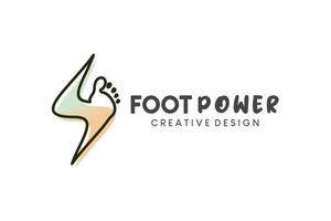 Foot care and health foot therapy logo design with electric power icon concept striped style vector