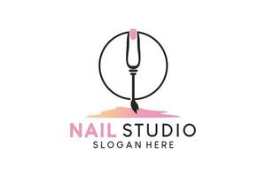 Nail polish logo design, nail care studio logo vector illustration for beauty lifestyle creative concept