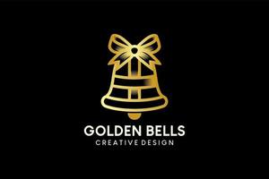 Gift bell logo design with luxury striped style vector