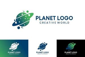 Planet icon logo design, creative abstract globe planet vector illustration