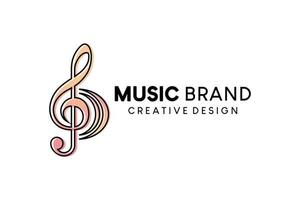 Music logo vector illustration design with hand drawn line tone icon