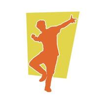 Silhouette of a man dancing pose. Silhouette of a dancer in action pose. Silhouette of a male dancer doing breakdance. vector