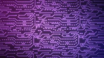 Abstract background of blue-violet computer circuit boards digital hi-tech futuristic of lines and dots. Video 4k, 60 fps