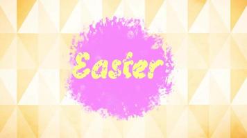 Doodle Style Easter Heading Against Pink Spinning Texture with Yellow Diamond Pattern video