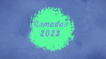 Ramadan 2023 Against Green Spinning Texture with Purple Grunge Background video