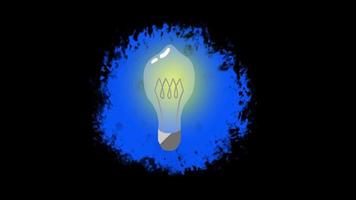 2D Lightbulb Cartoon Against Blue Spinning Texture with Black Background for Color Key video