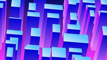abstrato 3d cubos retângulos azul gradiente dentro a Formato do uma grande cidade com arranha-céus abstrato fundo. vídeo 4k, 60. fps video