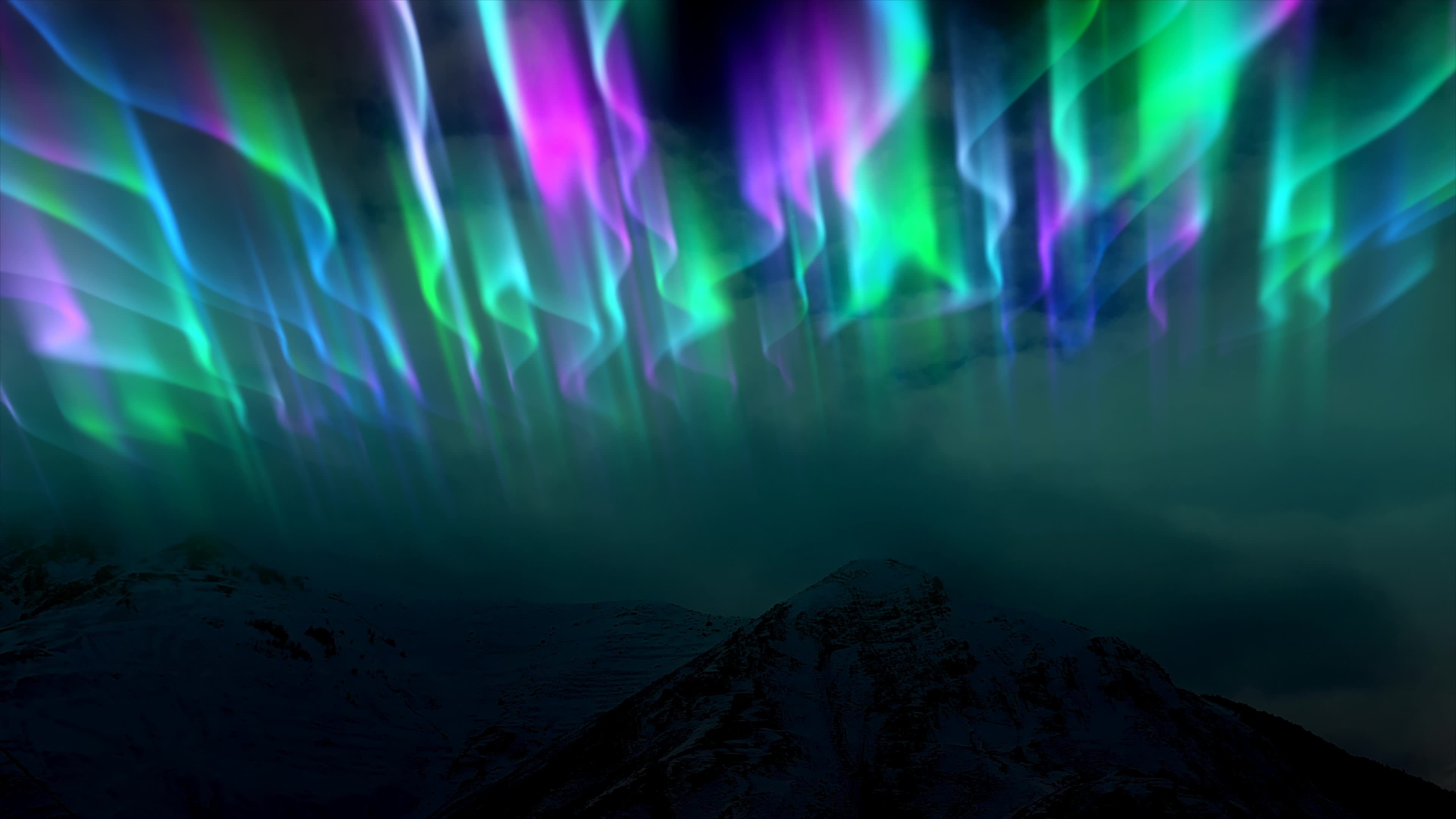 The abstract background of the multi colored northern lights and