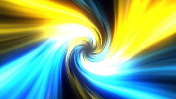 Abstract yellow blue swirl twisted abstract tunnel from lines background. Video 4k, 60 fps
