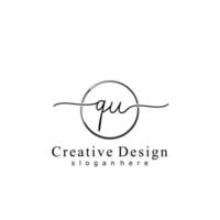 Initial QU handwriting logo with circle hand drawn template vector