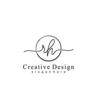 Initial RH handwriting logo with circle hand drawn template vector