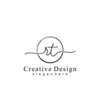 Initial RT handwriting logo with circle hand drawn template vector