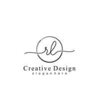 Initial RL handwriting logo with circle hand drawn template vector