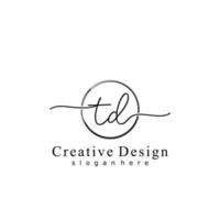 Initial TD handwriting logo with circle hand drawn template vector