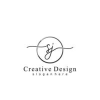 Initial SJ handwriting logo with circle hand drawn template vector