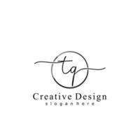 Initial TQ handwriting logo with circle hand drawn template vector