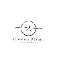 Initial SR handwriting logo with circle hand drawn template vector