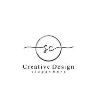 Initial SC handwriting logo with circle hand drawn template vector