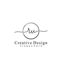 Initial RV handwriting logo with circle hand drawn template vector