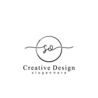 Initial SO handwriting logo with circle hand drawn template vector