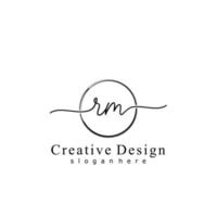 Initial RM handwriting logo with circle hand drawn template vector