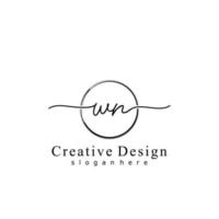 Initial WN handwriting logo with circle hand drawn template vector