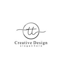 Initial TT handwriting logo with circle hand drawn template vector