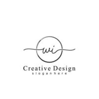 Initial WI handwriting logo with circle hand drawn template vector