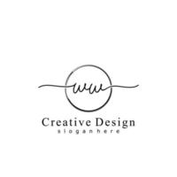 Initial WW handwriting logo with circle hand drawn template vector