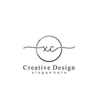 Initial XC handwriting logo with circle hand drawn template vector