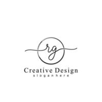 Initial RG handwriting logo with circle hand drawn template vector