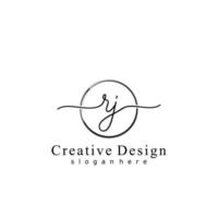 Initial RJ handwriting logo with circle hand drawn template vector