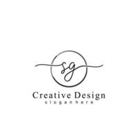 Initial SG handwriting logo with circle hand drawn template vector