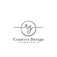 Initial RZ handwriting logo with circle hand drawn template vector