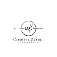 Initial VF handwriting logo with circle hand drawn template vector