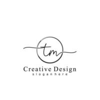 Initial TM handwriting logo with circle hand drawn template vector