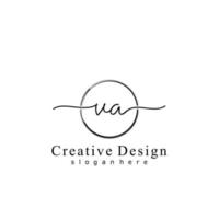 Initial VA handwriting logo with circle hand drawn template vector