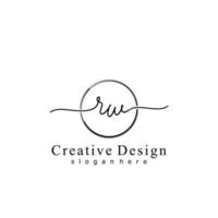 Initial RW handwriting logo with circle hand drawn template vector