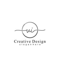 Initial VI handwriting logo with circle hand drawn template vector