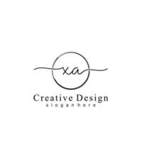 Initial XA handwriting logo with circle hand drawn template vector