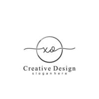 Initial XO handwriting logo with circle hand drawn template vector