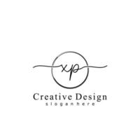 Initial XP handwriting logo with circle hand drawn template vector
