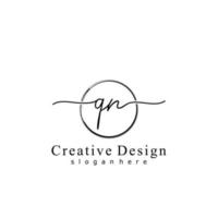 Initial QN handwriting logo with circle hand drawn template vector