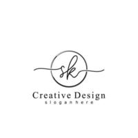 Initial SK handwriting logo with circle hand drawn template vector