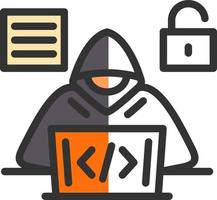 diseño de icono de vector de hacker de código