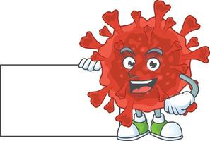 un dibujos animados personaje de rojo corona virus vector