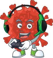 A cartoon character of red corona virus vector