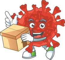 A cartoon character of red corona virus vector