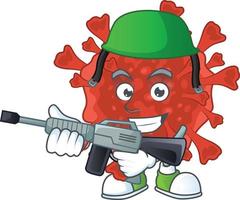 A cartoon character of red corona virus vector